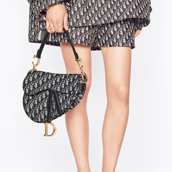 ❌SOLD❌CHRISTIAN DIOR BLUE OBLIQUE JACQUARD SADDLE BAG ANTIQUE GOLDEN HARDWARE - Picture 12 of 12